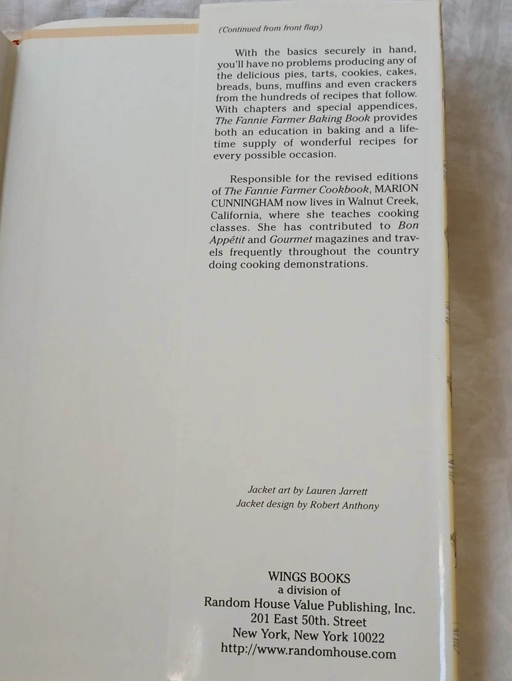 The Fannie Farmer Baking Book 1996 Edition Hardcover